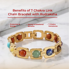 7 Chakra Link Chain Bracelet with Rudraksha