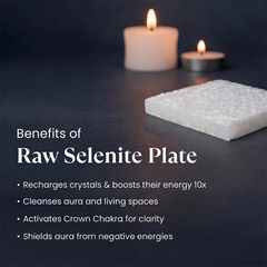 Square Raw Selenite Plate