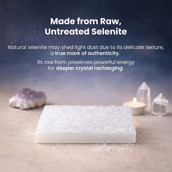 Square Raw Selenite Plate