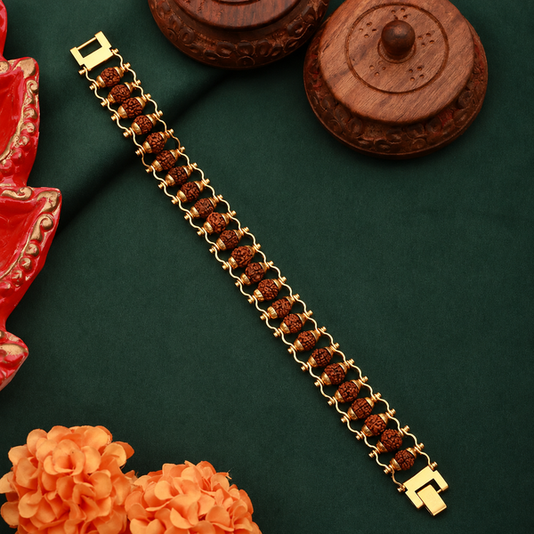 Gold Plated Modern Rudraksha Bracelet