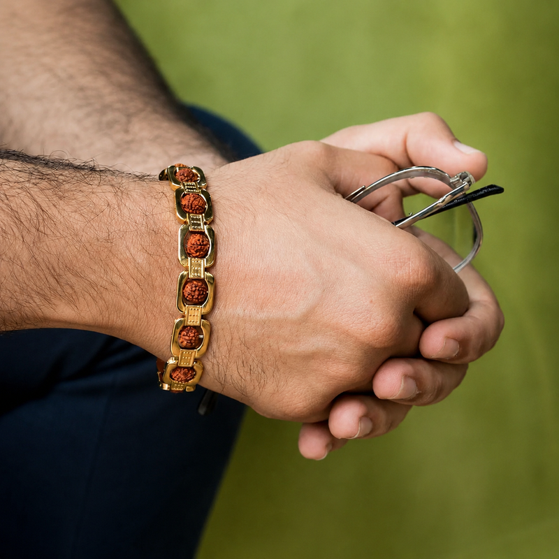 Gold Plated Essential Rudraksha Bracelet
