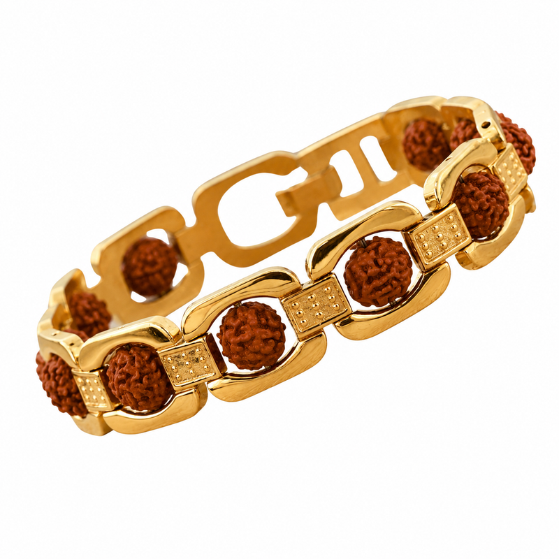 Gold Plated Essential Rudraksha Bracelet