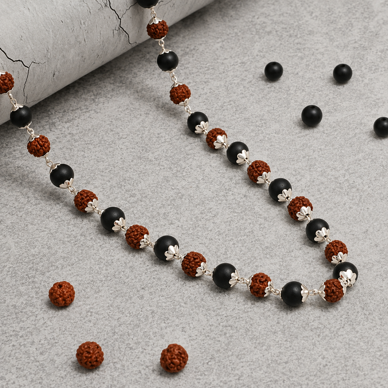 Silver Plated Divya Rudraksha Karungali Mala