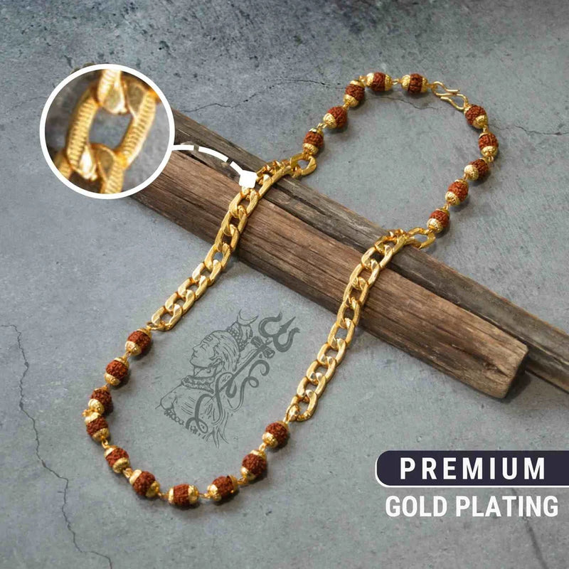 Gold Plated Rudraksha Links Necklace