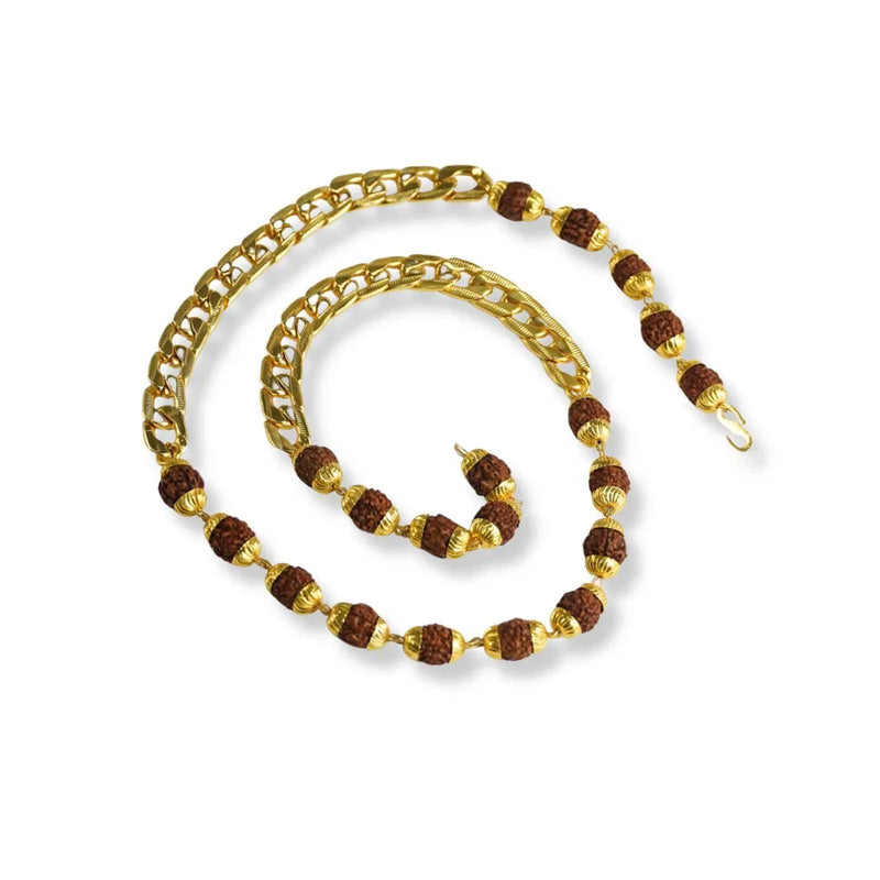 Gold Plated Rudraksha Links Necklace
