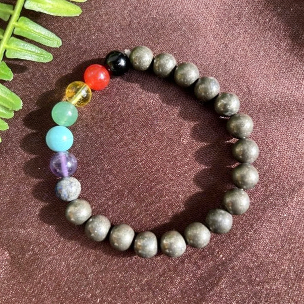 7 Chakra Pyrite Bracelet