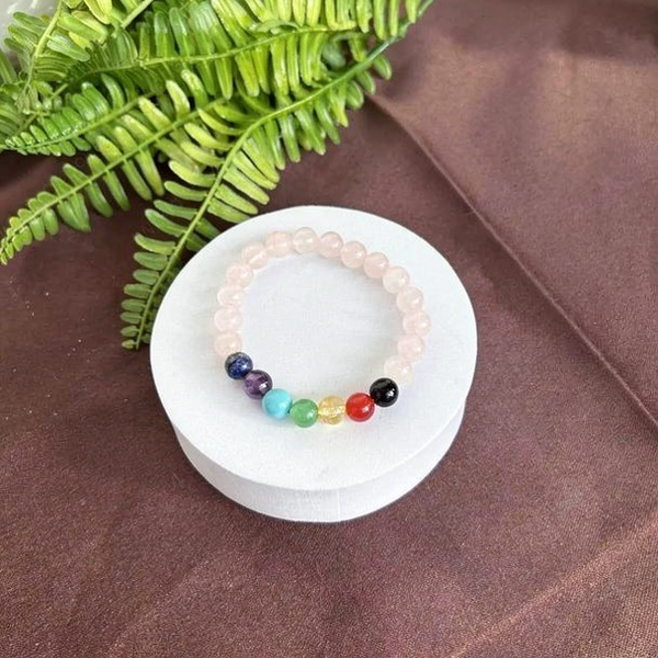 7 Chakra Rose Quartz Bracelet