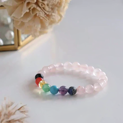 7 Chakra Rose Quartz Bracelet